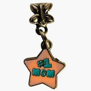 No 1 Mom Star Charm Butterfly Pendant Silver Pink Mothers Day